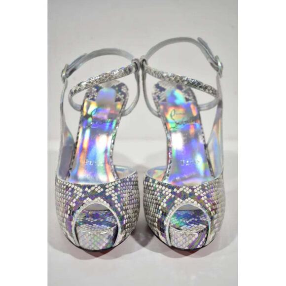 Christian Louboutin Jenlove Alta 120 Grey Snake Platform Sandal Heel Pump 38.5 - Picture 5 of 12